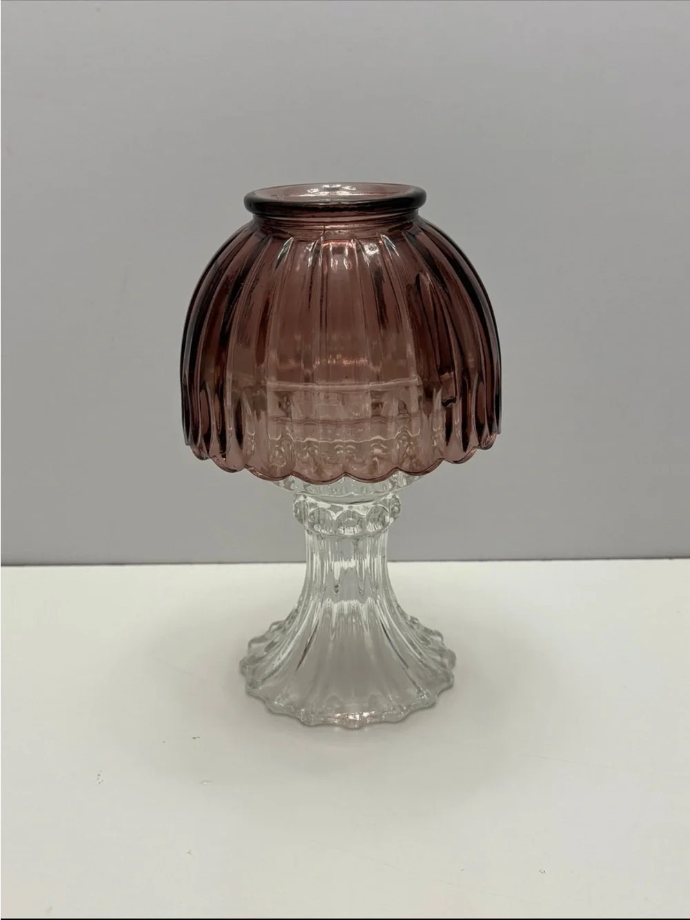 Vintage L.E. Smith Royal Fairy purple Lamp candle holder